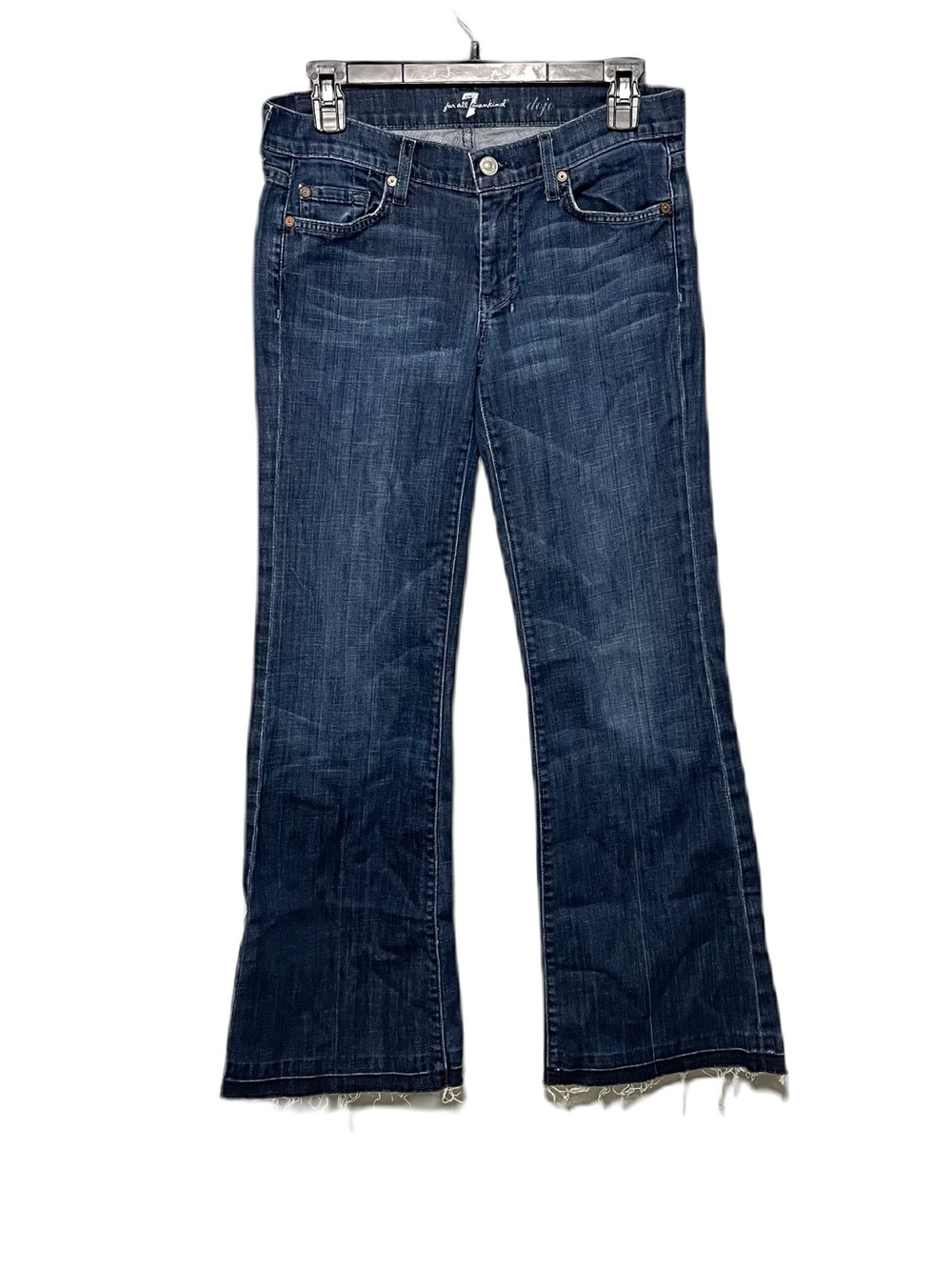 7 For All Mankind Mid Rise Dojo Jeans Dark Wash Distressed Casual Womens 28